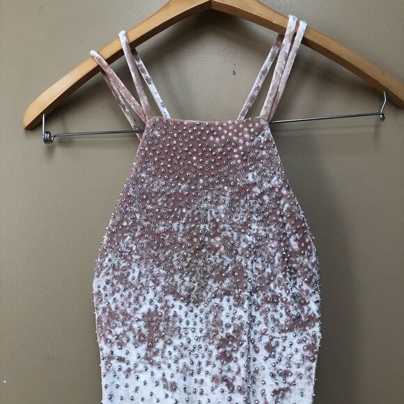 Xscape Crushed Velvet Halter Sheath Gown with open back (8) - Picture 11 of 13